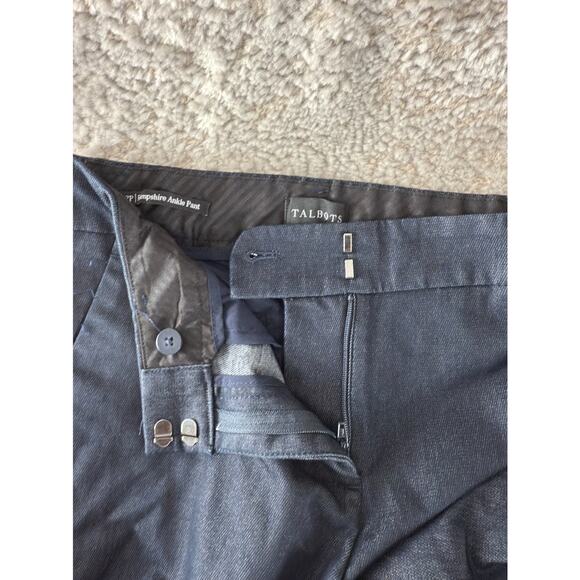 Talbots Petite Size 2P Hampshire Ankle Pant Stretch Casual Pants Navy Button Zip - Picture 9 of 12